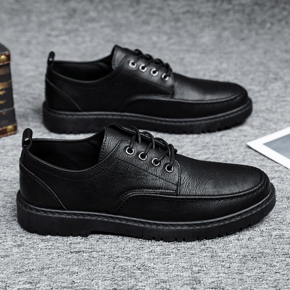 Men's Casual New Leather Shoes for Men Non-slip Sports Shoes Fashion Comfortable Sneakers Male Flat Lace-up Work Shoes
