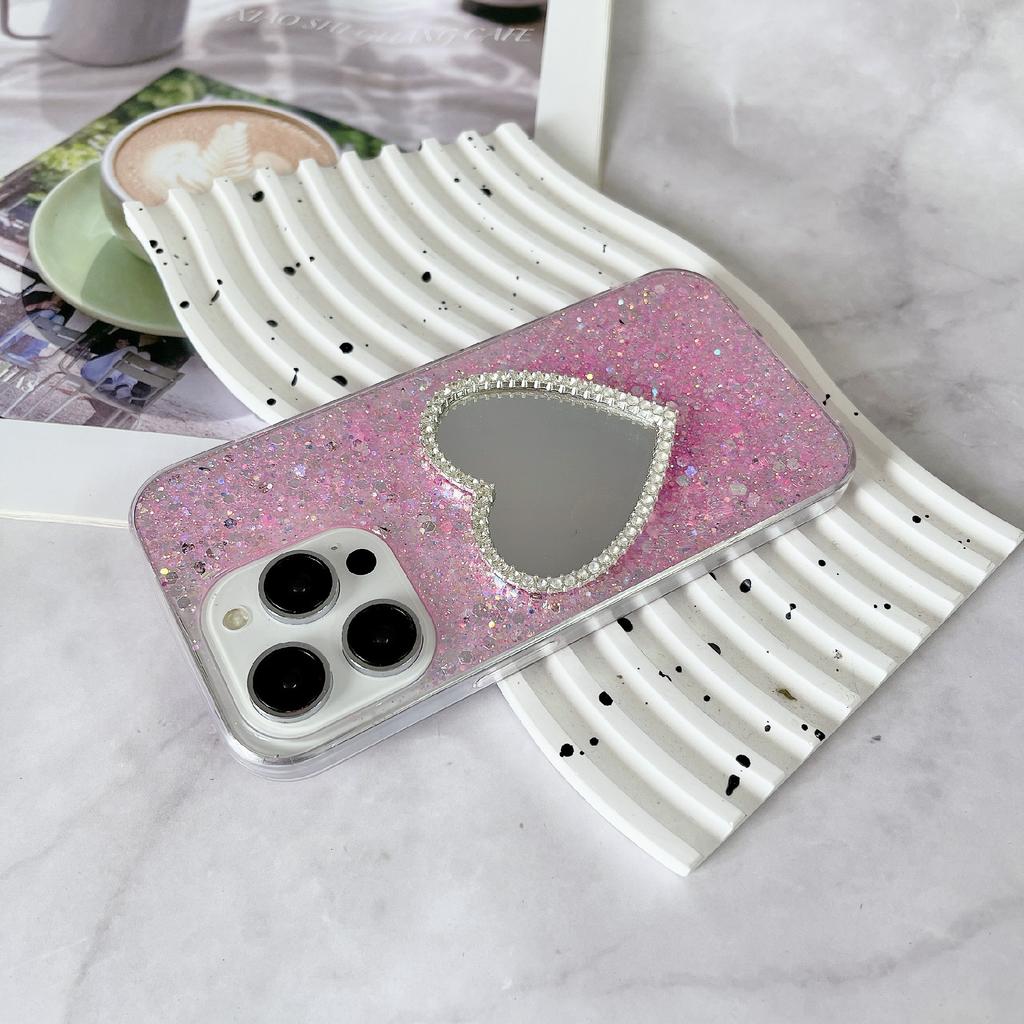 For iPhone 15 Pro Epoxy Case Mirror Design TPU Shockproof Phone Cover
