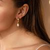 eManco 14K Gold Plated Freshwater Pearl Hoop Earrings for Women - Stainless Steel High-End Jewelry Accessories