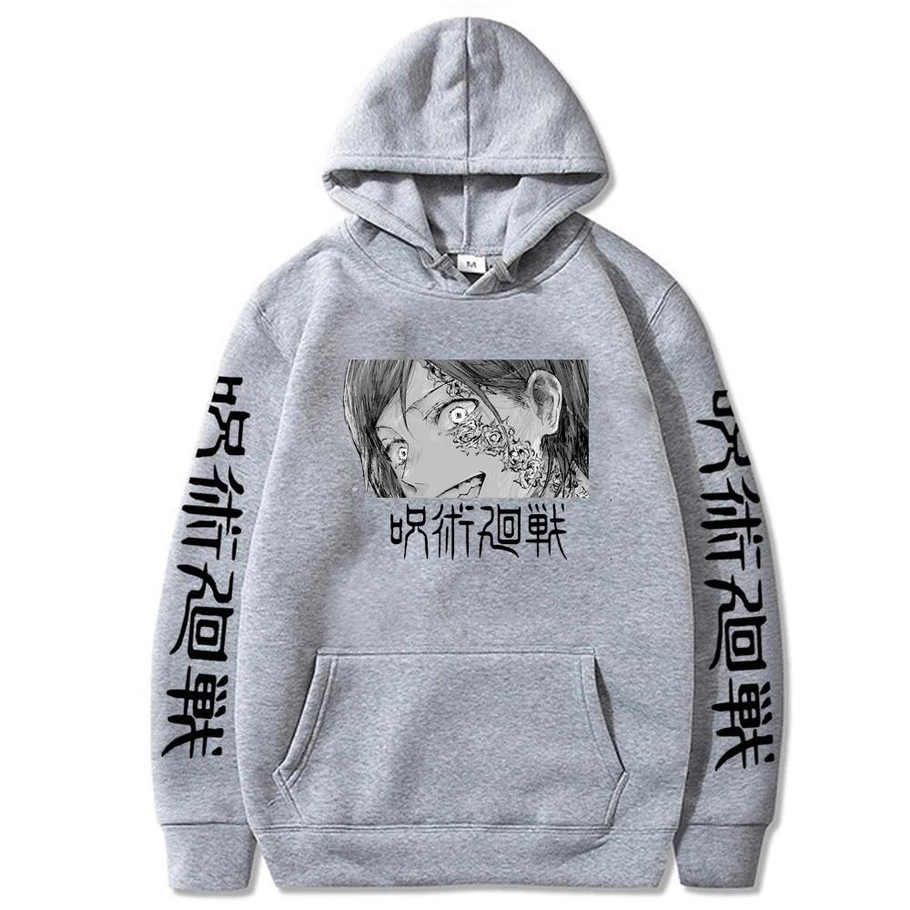 Mode Anime Jujutsu Kaisen Kugisaki Nobara Hoodies Cool Cartoon Schwarz-Weiß-Druck Harajuku Streetwear Casual Sweatshirts