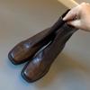 Genuine Leather Ankle Boots: Silent Sole High Heels, Elastic Skinny Fit, Autumn Winter Comfort, Retro Chunky Heel