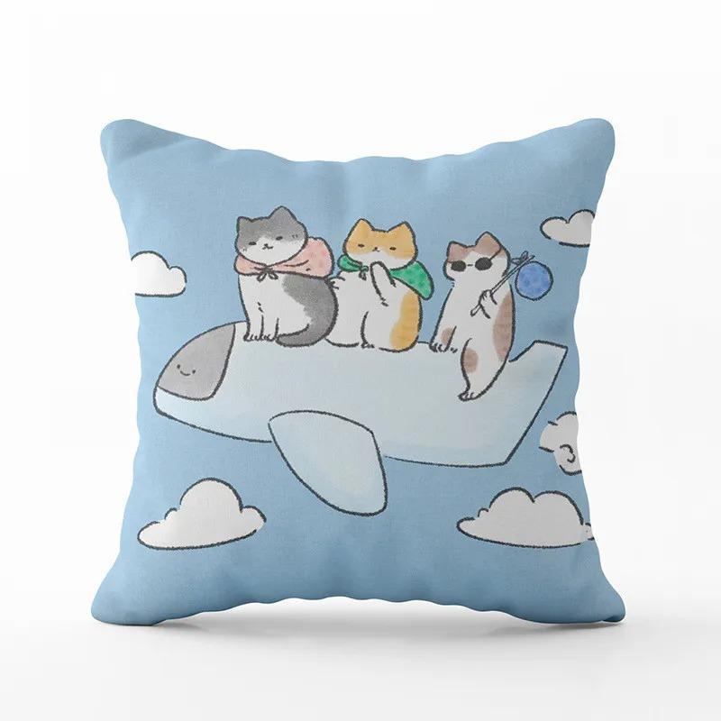 

Офис Гостиная Дом Наволочка Мультфильм Милый Кот Узор Наволочка Автомобиль Украшения 50x50cm