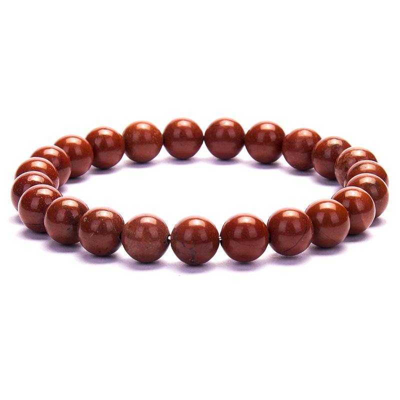 New European & American Style Cross Bracelet, 8MM Natural Stone Beaded Fashion Accessory