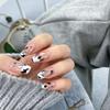 Simple Blue and White Color Block Wearable False Nails - Removable Nail Stickers