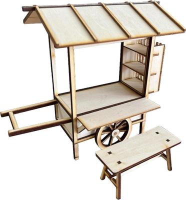 Kobaani Model Studio Série Bâtiments Style Japonais Chariot Alimentaire Kit Miniature Bois 1/12 WZ-030 (Paysage)