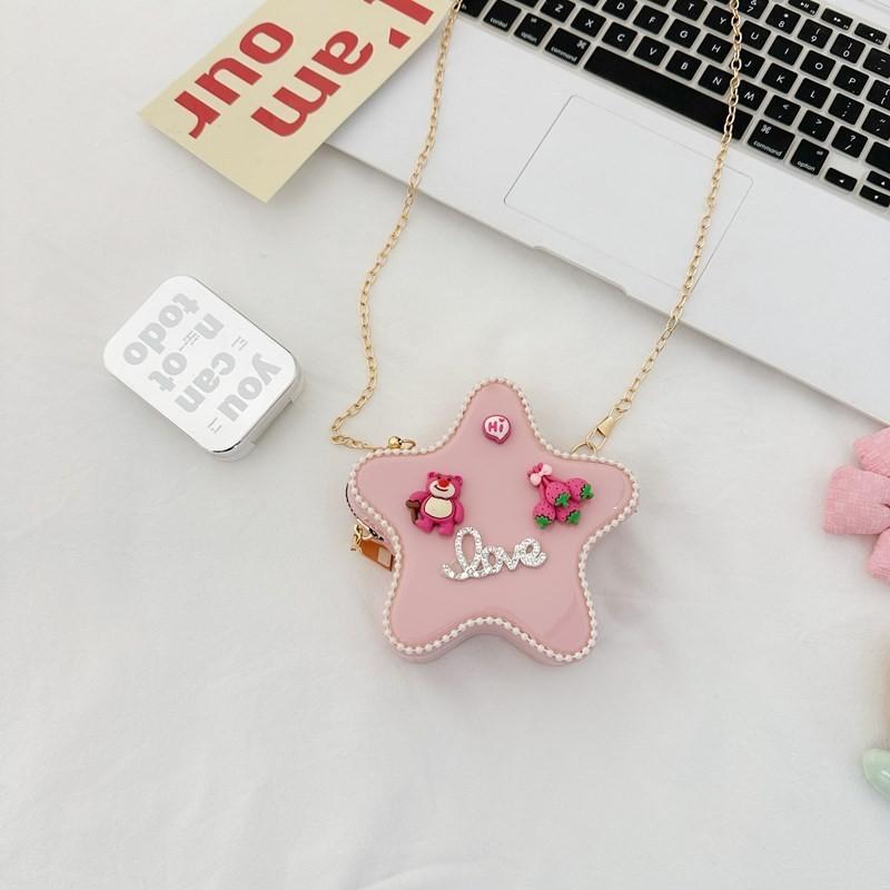 Adorable Cartoon Star Crossbody Bag For Kids Stylish Chain Strap Waterproof Pvc