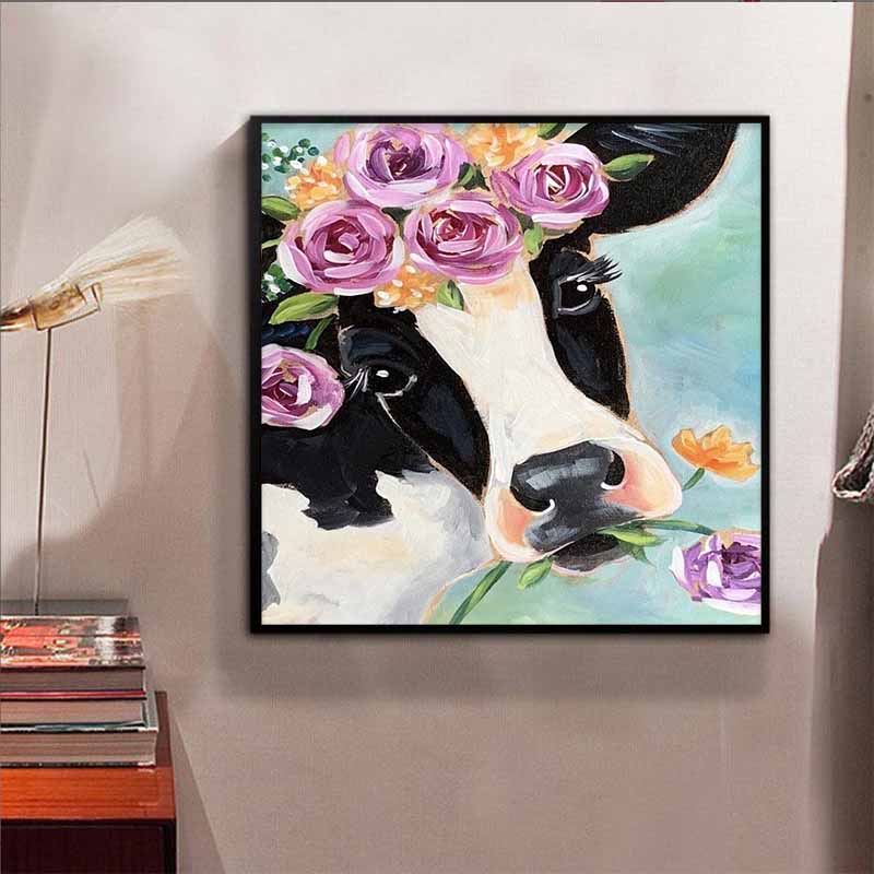 New Arrival 5D DIY Full Circle Diamond Painting "Cow" Embroidery Cross Stitch Home Decor Gift