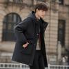 Men's Trendy Mid-Length Down Jacket with Thick Rabbit Fur Lining
