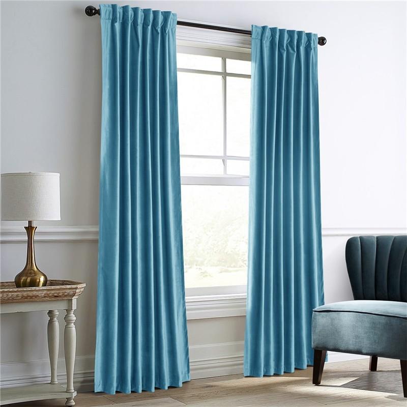 Fleece Solid Color Blackout Curtain Cloth, Living Room Bedroom Blackout Curtain Finished Multi-Color