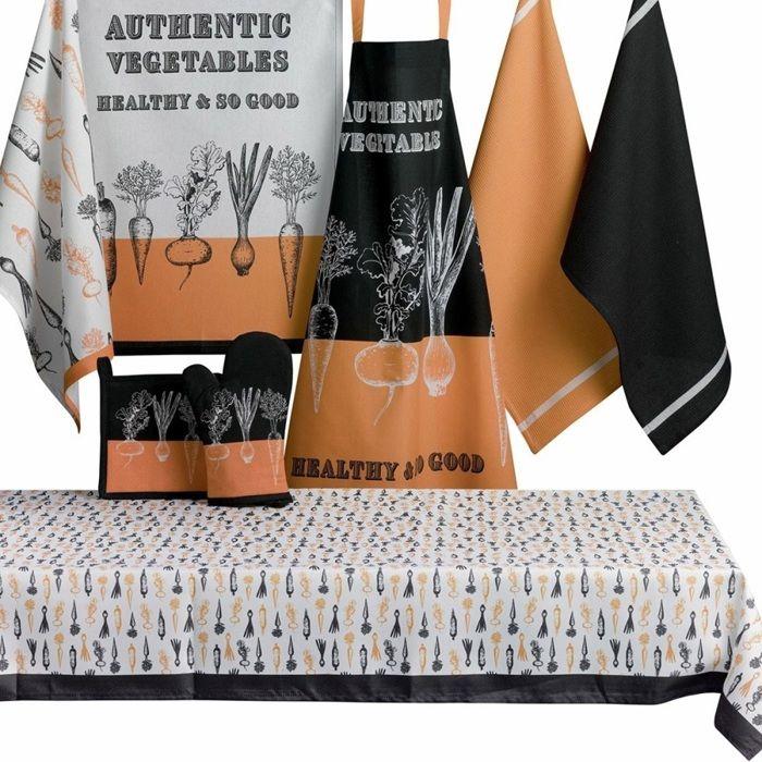 Tablier en coton - Légumes - 80 x 85 cm - Sangle ajustable - Entretien facile