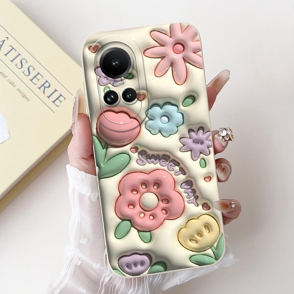 For OPPO Reno 10 Case CPH2531 Reno10 5G Cover Fashion Daisy Flower Lens Protective Soft Shell For OPPO Reno 10 Pro CPH2525 Coque
