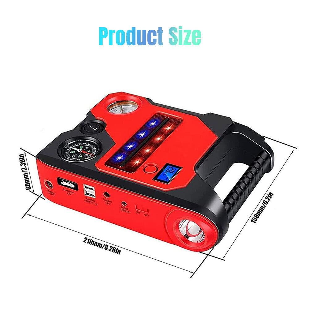 4 In1 Car Jump Starter with Air Compressor Portable Flashlight Starting Device Power Bank Battery Automotive Booster Start