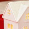 Christmas Mini Village House Figurine LED Lighted Winter Resin Town Cottage Tiny Desktop White House Ornament for Home Shelf Cabinet Table Decor