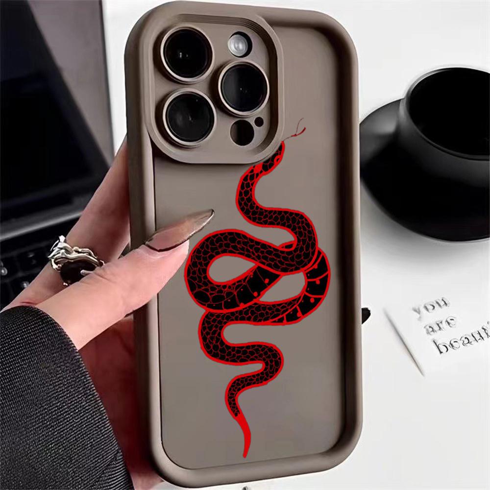 N73 Black Gold Snake Design Soft Angel Eyes Phone Cases for iPhone 15 14 12 11 Pro Max 13 mini 7 8 6S Plus XS Max XR SE Shockproof Bumper Cover