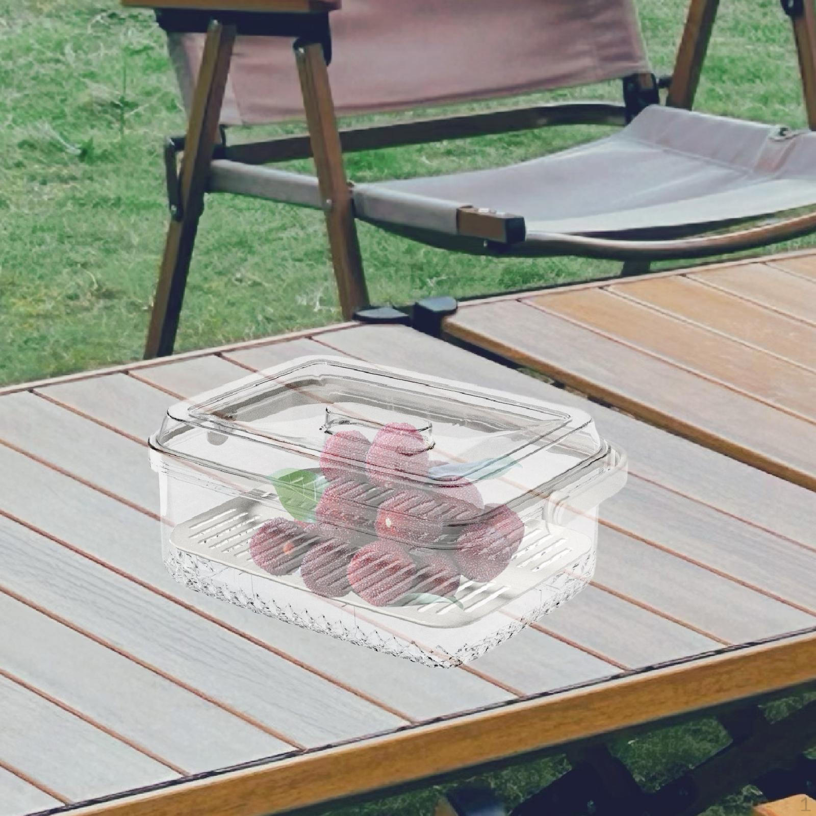 

Ящик для хранения охлажденных фруктов Прозрачный контейнер Органайзер для еды для мероприятий на открытом воздухе 28.5cmx21cmx13cm