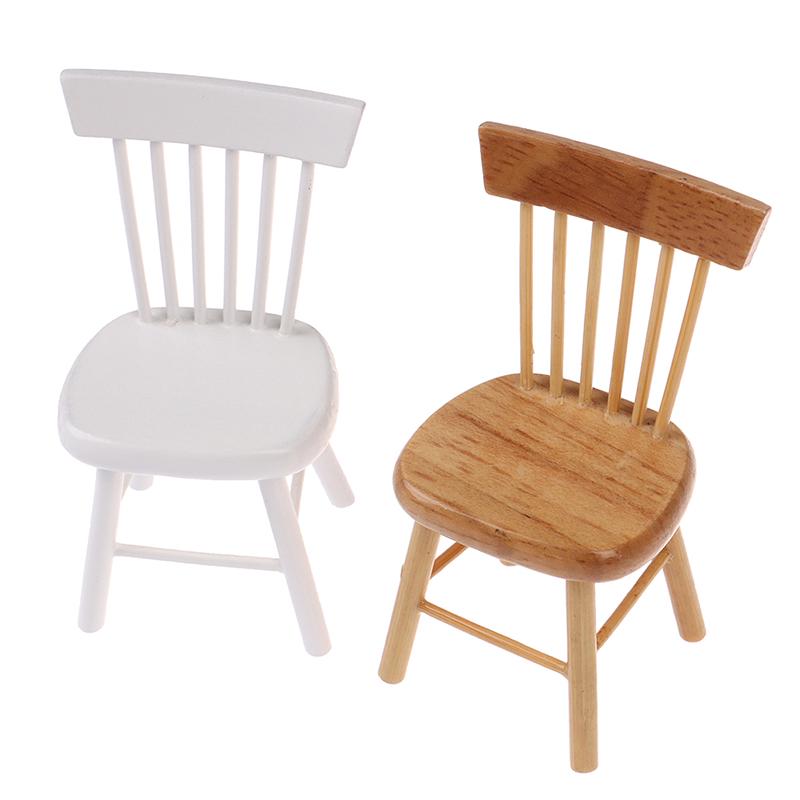 Simulation Mini Wood Chair Furniture Model Toys For Doll House Decoration 1/12