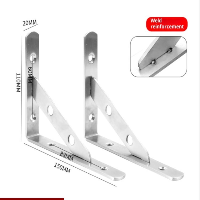 2Pcs Angle Bracket Heavy Duty For Wall Angle Bracket Stainless Steel L Type Bracket