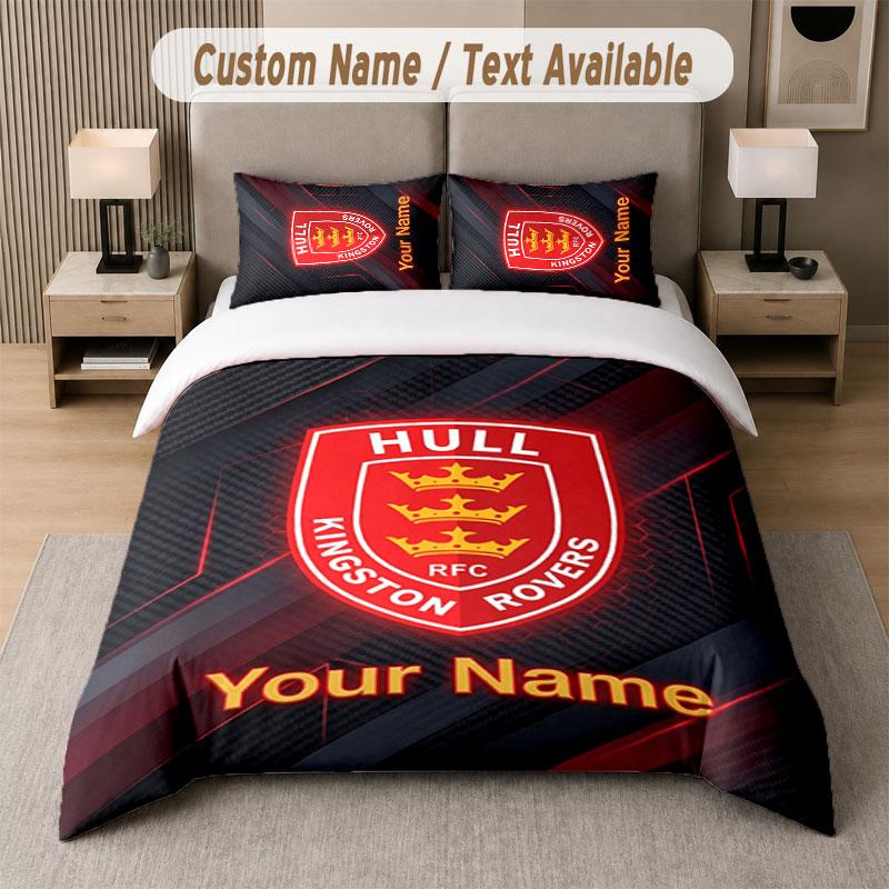 Custom Bedding Set Hull KR Pattern, Print Name Text 1 Duvet Cover Plus 2 Pillowcases Home Textile