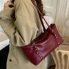 Autumn new large-capacity bag women's shoulder bag black commuter soft leather tote bag casual shoulder bag