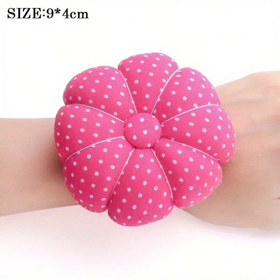 1Pcs Pin Cushions Pumpkin Shaped Sewing Needle Pad Pincushions For Sewing With Wristband, Sewing Accessory For DIY Craft