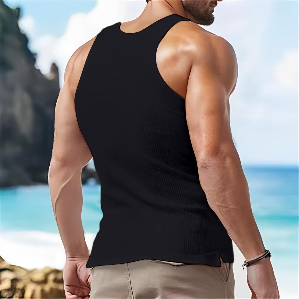 Strato Base Uomo Aderente Casual Semi-aperto Senza Maniche, Gilet Esterno per Fitness e Sport