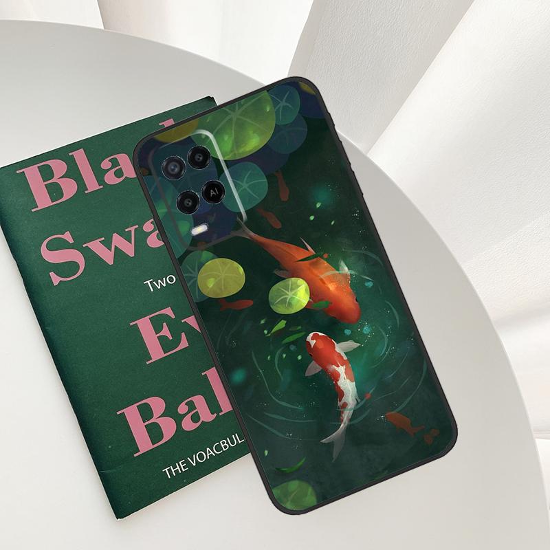 Koi Carp Fish Painting Case For Oppo A96 A76 A16 A15 A17 A52 A72 A54S A57S A58 A78 A98 A57 A77 A54 A74 A94 Cover