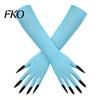 Scary Cosplay Handwear 1 Pair Halloween Ghost Claw Gloves, Long Fingernail Witch Costume Horror Character Hand Accessory, Dark Party Performance Prop