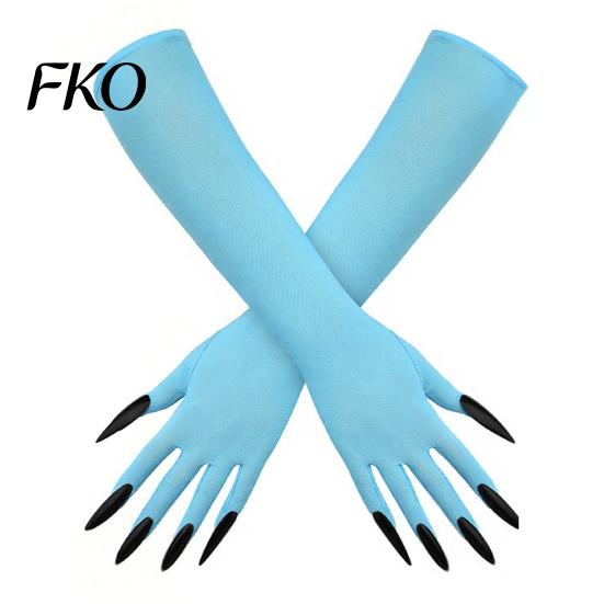 Scary Cosplay Handwear 1 Pair Halloween Ghost Claw Gloves, Long Fingernail Witch Costume Horror Character Hand Accessory, Dark Party Performance Prop