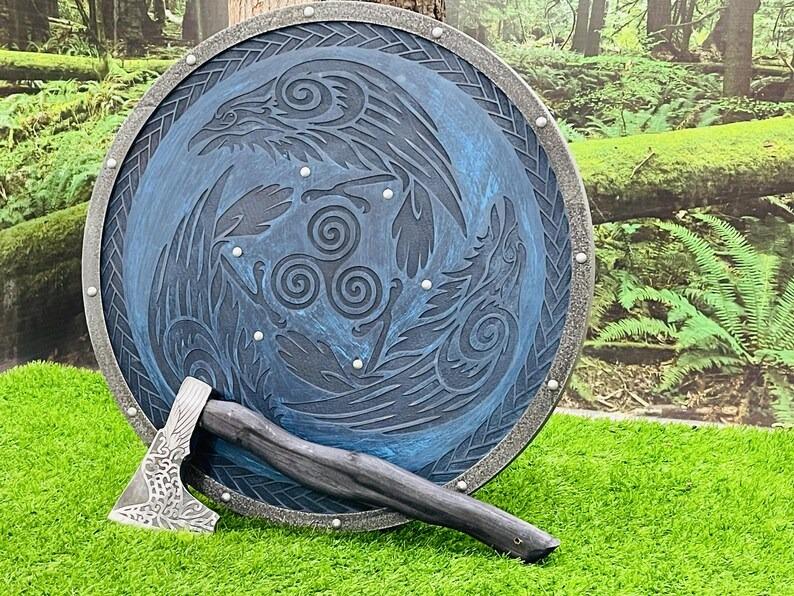 Eivor Valhalla Raven Authentic Battleworn Viking Shield
