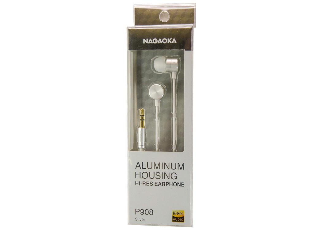 NAGAOKA Audio Compatible Wired P908SV High-Resolution Earphones, Silver,