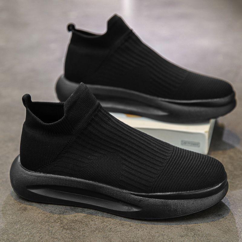 

Мужские дышащие сетчатые модные кроссовки для бега с увеличением роста 44 чёрный