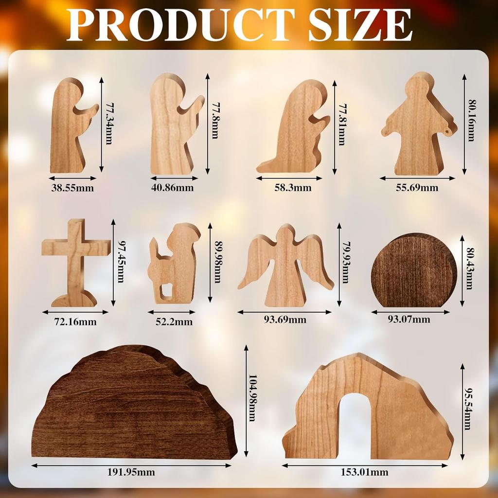 10 ks Dřevěná dekorace velikonoční scény Sada scény Velikonoční hrob Vzkříšení Dřevěná velikonoční dekorace hrobu Sada Narození Křesťanská figurka pro domácí kancelář