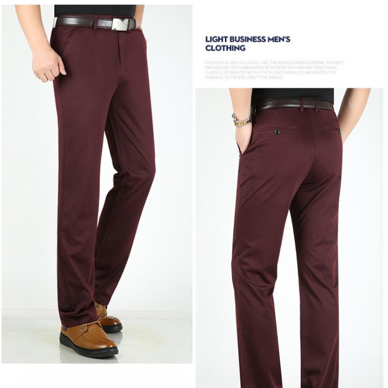 Fashion Ice Silk Men's Casual Trousers Loose Elastic Men's Trousers Summer Thin Section Father Wear Trousers