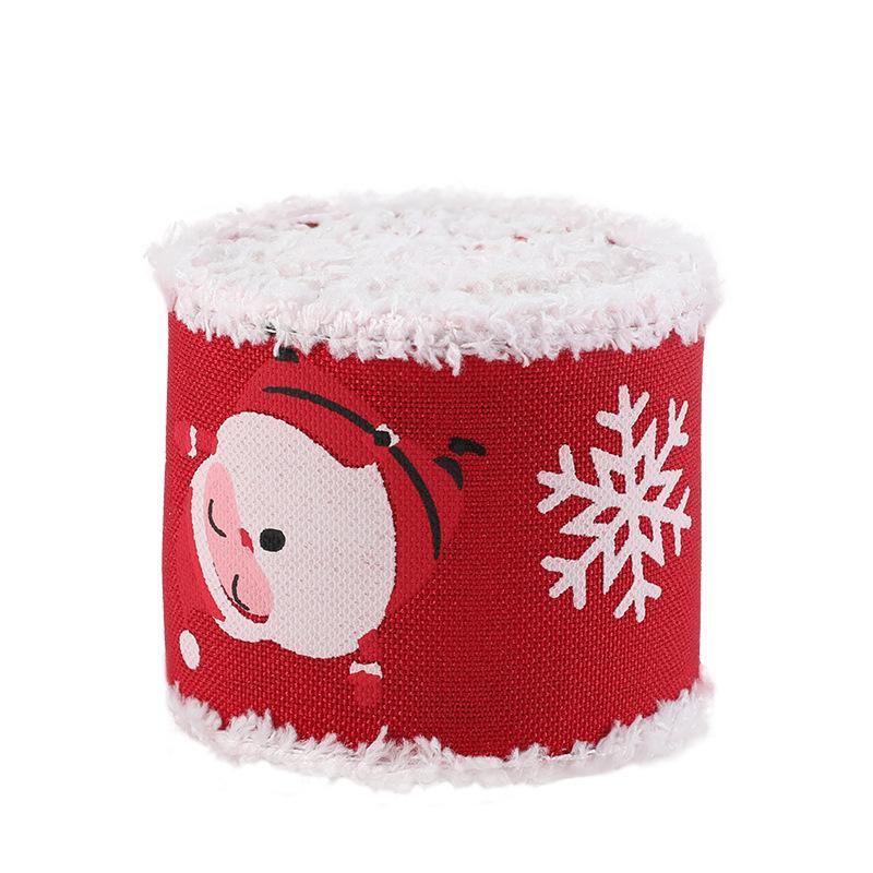 Red Ribbon with White Velvet Trim Snowflake Print Christmas Bow Gift Ribbon Christmas Decoration