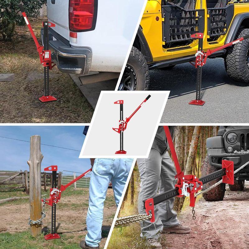 33" Farm Jack 3 Ton Heavy Duty - 7000LB Capacity, Ratcheting Lift 5.12-25.39", Hi Lift Jack Off Road for Truck SUV Tractor