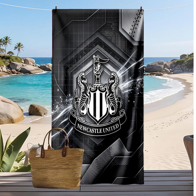 Asciugamano da Spiaggia con Stampa del Newcastle United Football, Asciugamano Grande Morbido ad Asciugatura Rapida per Spiaggia Campeggio Nuoto