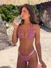 Bikini Sexy Retro de Lunares con Cuello Halter - Escote en V Profundo Estilo Europeo y Americano Traje de Baño para Vacaciones en la Playa