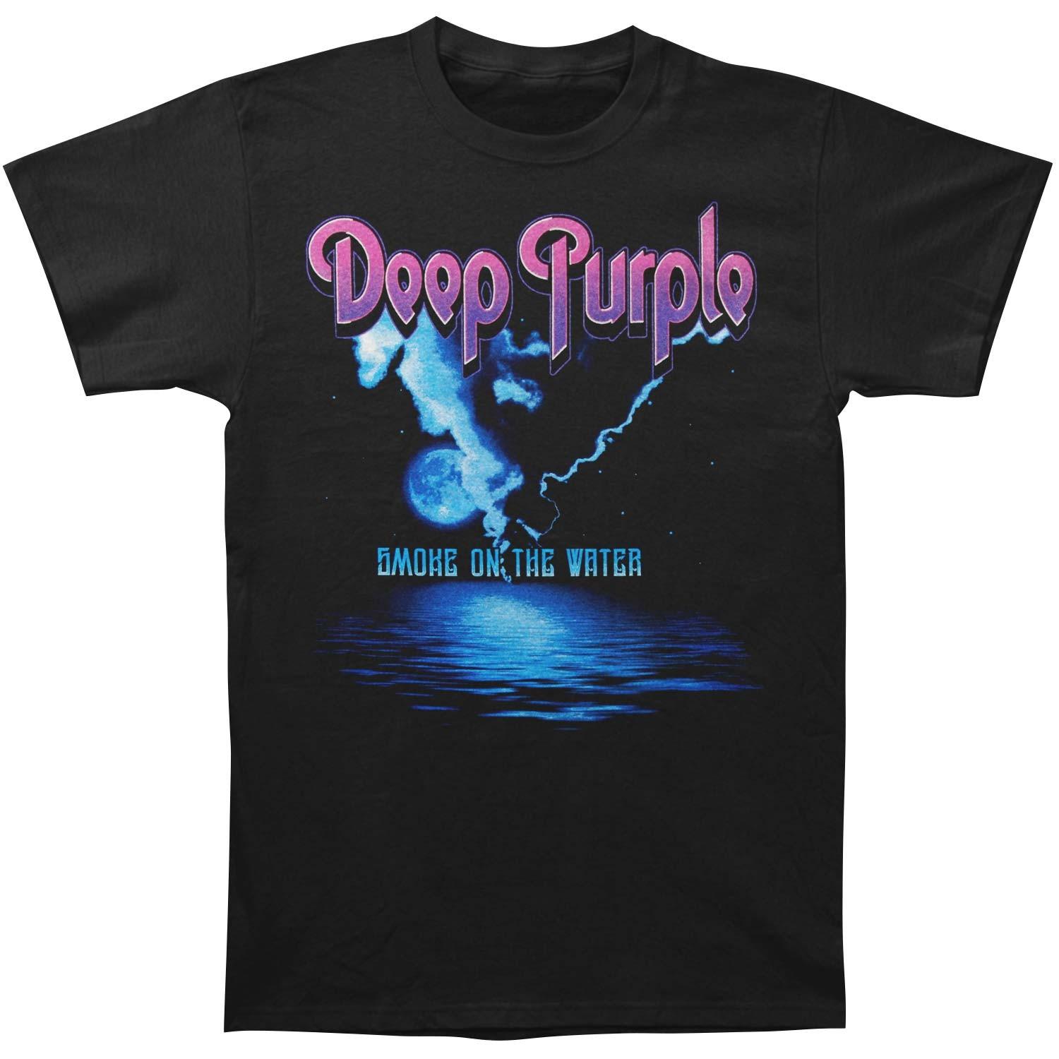 Men s Deep Purple Smoke On The Water Slim Fit T-shirt XX-Large Black M