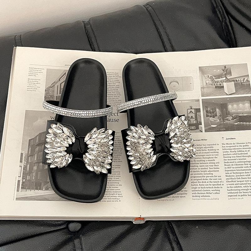 Fairy Style Skirt Rhinestone Bow with Slippers Female Outer Wear 2025 Summer New Casual Versatile Sandals