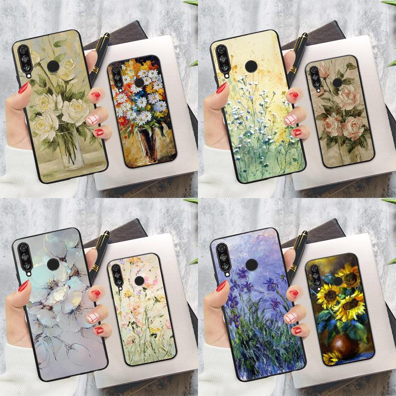 Oil Painting Flowers For Huawei Nova Y91 Y60 Y70 Y90 Y61 3i 7i 8i 11i Nova 11 9 10 SE P20 P40 Lite P30 Pro Case