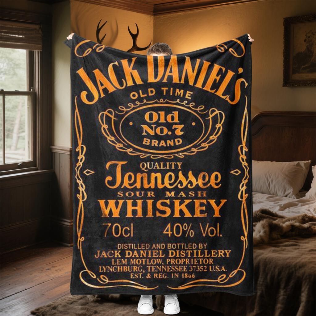 Jack Daniel's Sparkle Pluszowy Koc Miękki Wygodny Koc na Wszystkie Pory Roku Koc na Sofę Biuro Drzemki Koc Podróżny Zewnętrzny Idealny Prezent