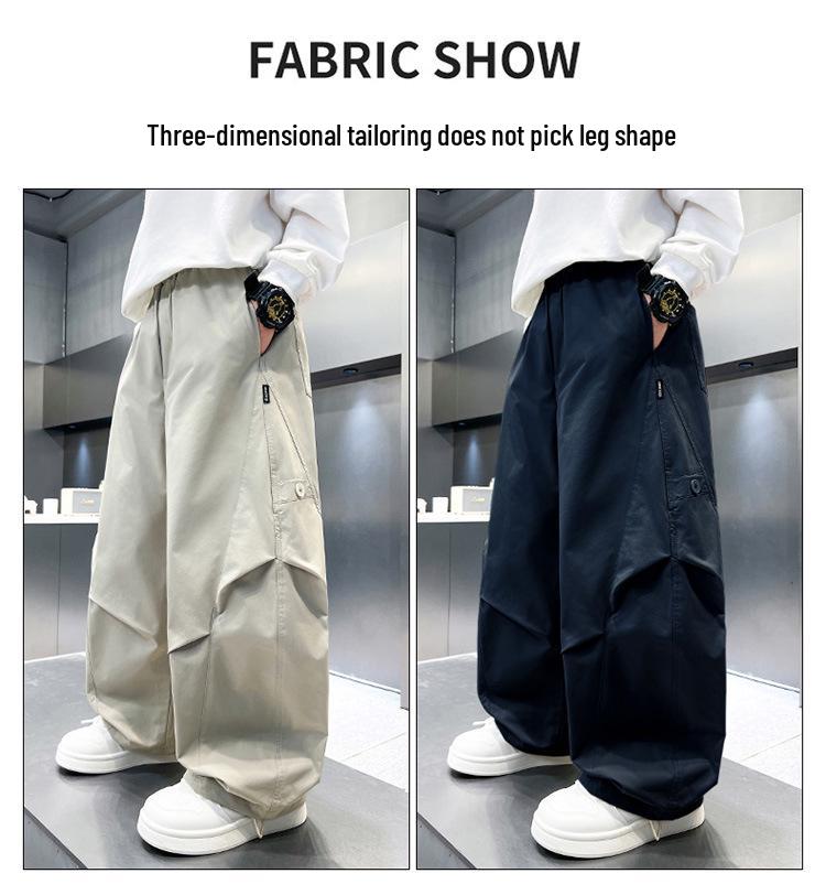 Zhi Li Boys' Spring/Autumn Loose Straight-Leg Work Pants - Stylish and Comfortable for Older Children