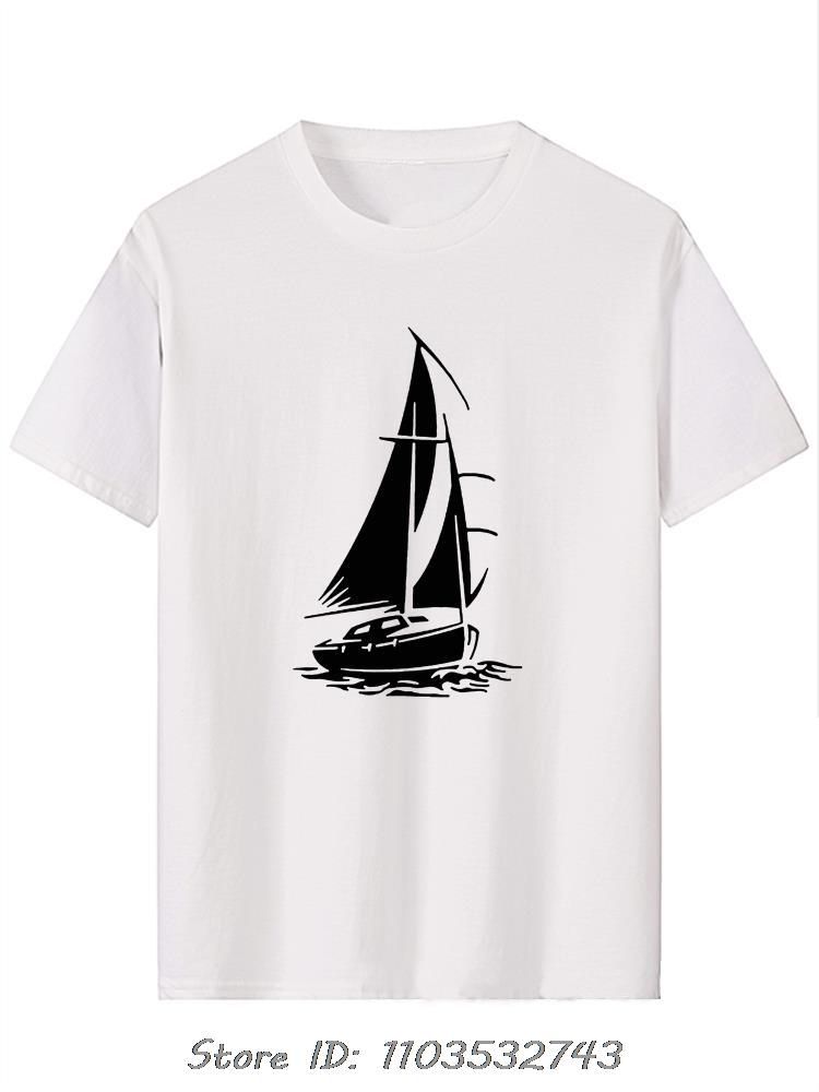 Men's Clothing Oversized T-shirt Funny Yacht Boat Ship Sea Ocean Waves Casual Fitness T Shirt Handsome Raglan Cotton Tshirt