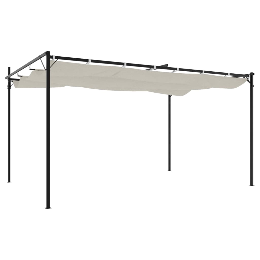 Pergola with Sliding Roof Cream 395 X 292 X 230 Cm