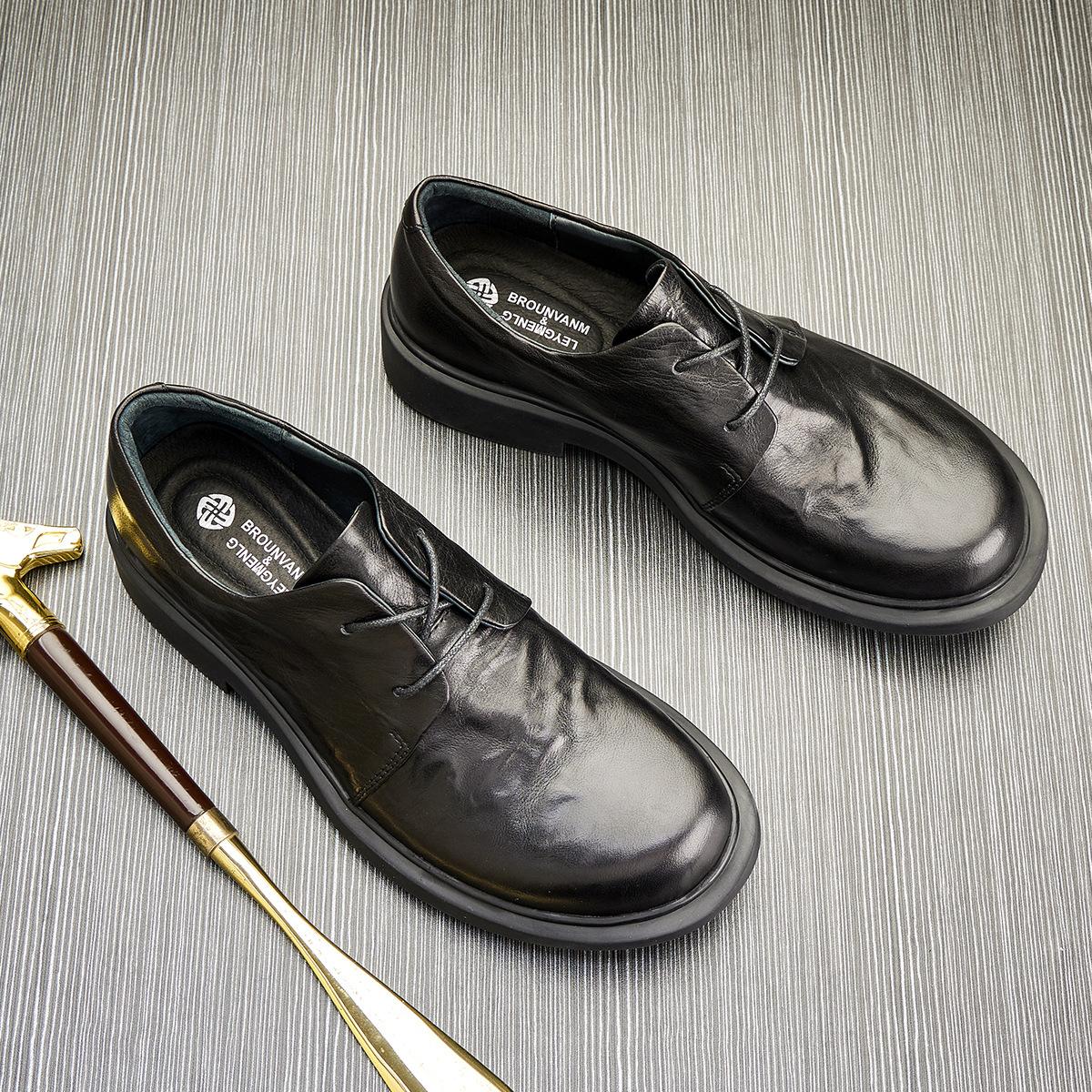 Повседневные кожаные туфли мужские весна-лето британский стиль кожаные низкие туфли — фото 4