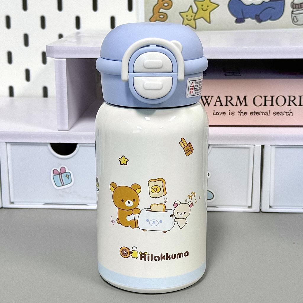 Rilakkuma Kawaii Bear 316 Stainless Steel Insulated Cup Ins Double Mouth Water Cup For Students Large Capacity High Beauty Cute