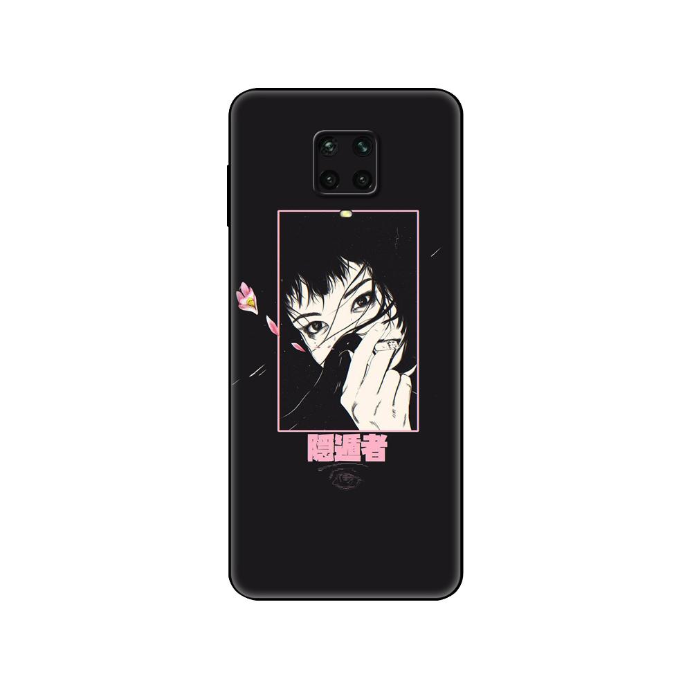 Black tpu Case For Xiaomi Redmi 7A 8 8A 9 9A 9C Case Redmi Note 8T 8 Pro T Note 9 9S 9 Pro Case Japanese Anime Aesthetic