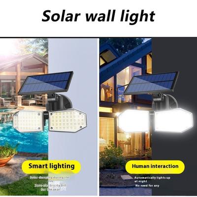 Double Head Spotlights Outdoor 78 LED Motion Solar Lights Security Flood Lights for Front Door Yard Garden Garage