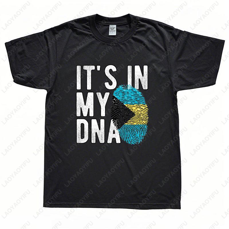 Its in My DNA Bahamas Flag Fingerprint Graphic T Shirts Summer Woman Man Patriotism High Quality Cotton T Shirts Ropa Hombre