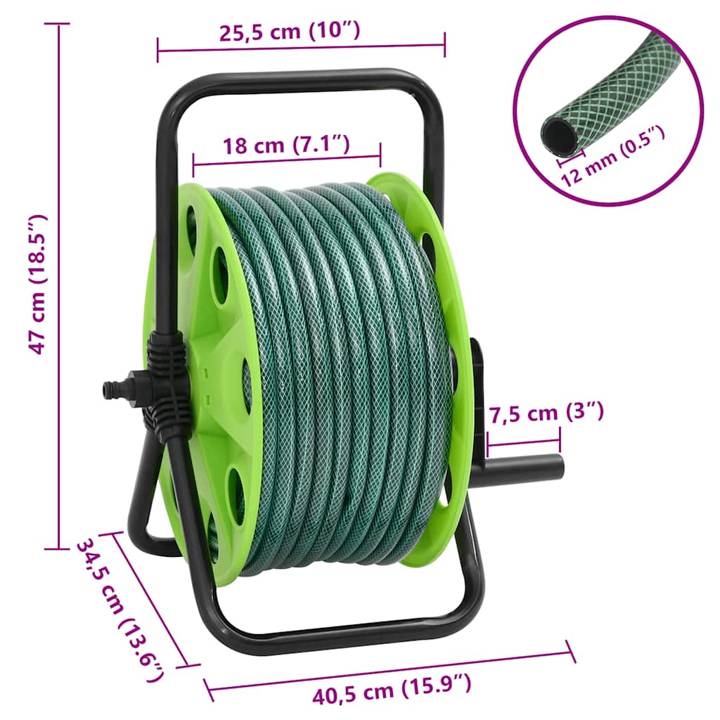 Vidaxl Wolnostojący Bęben Z Wężem I Złączkami, 0,5", 20M, Zielony, Pvc
